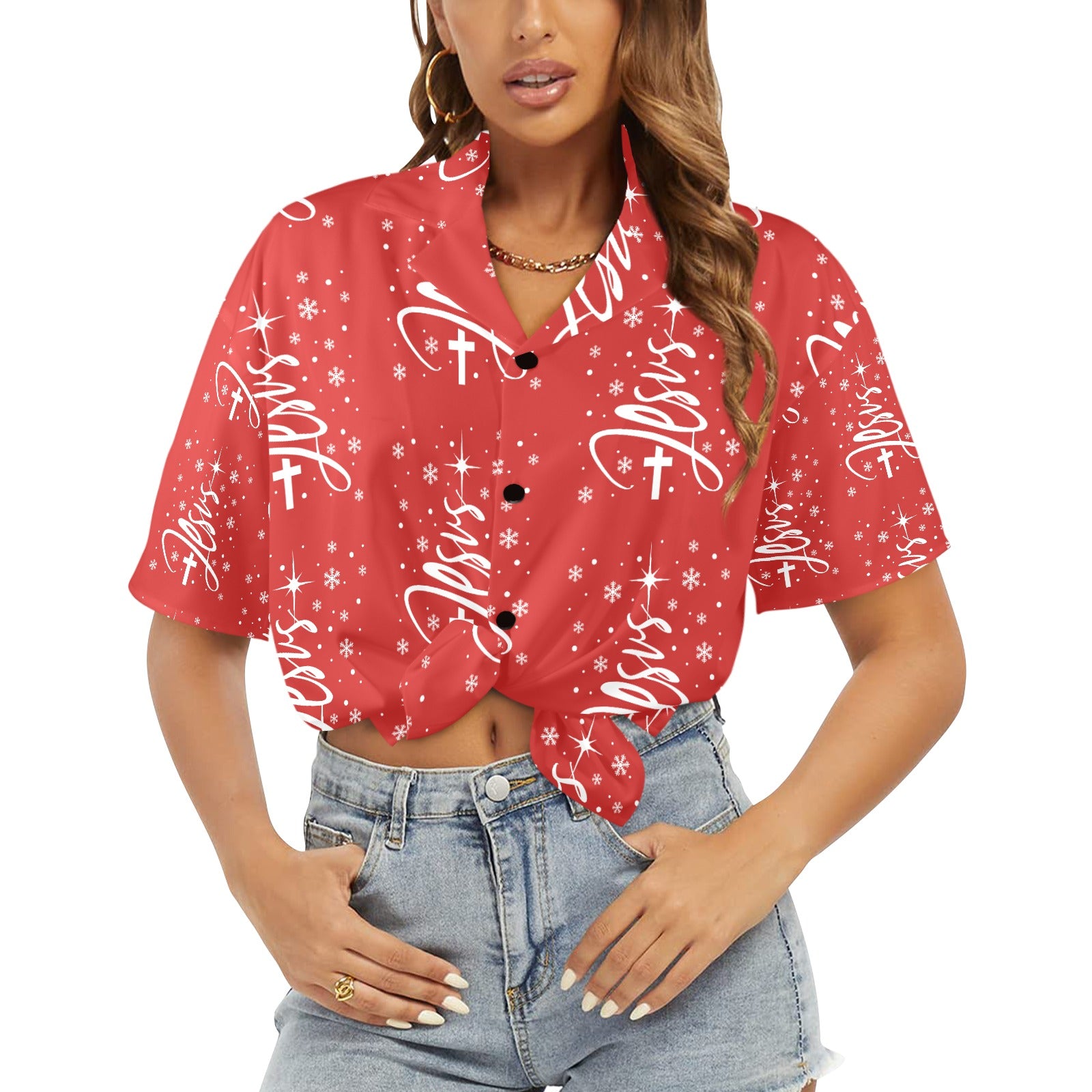 Women's All Over Print Hawaiian Shirt （Made in USA，Ships to USA Only）