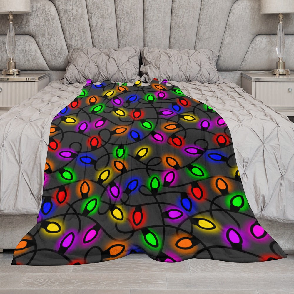 Christmas Lights Ultra-Soft Flannel Blanket Multiple Sizes This One 60" x 80 - Made in the USA