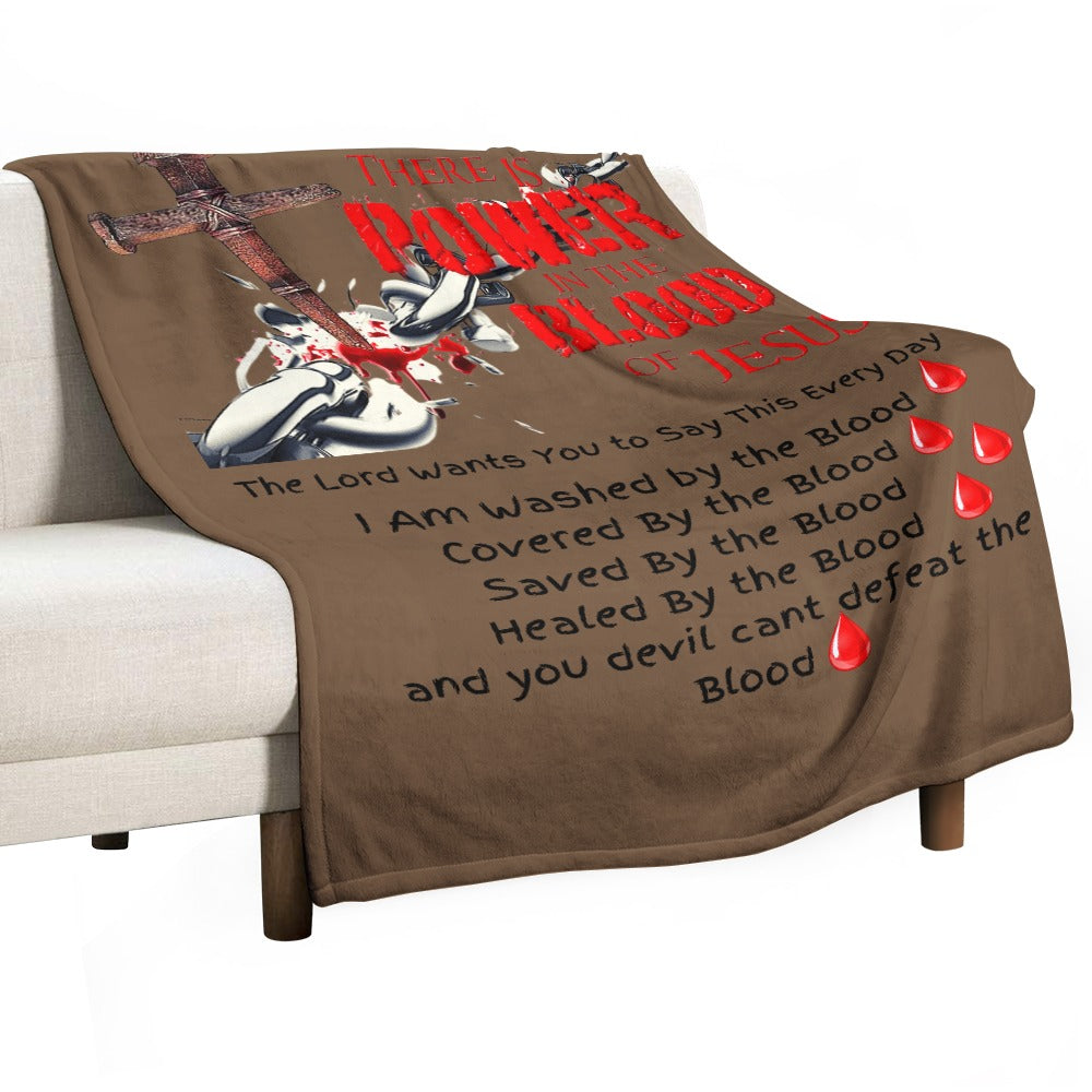 There's Power in the Blood of Jesus Custom super soft blanket Made in USA