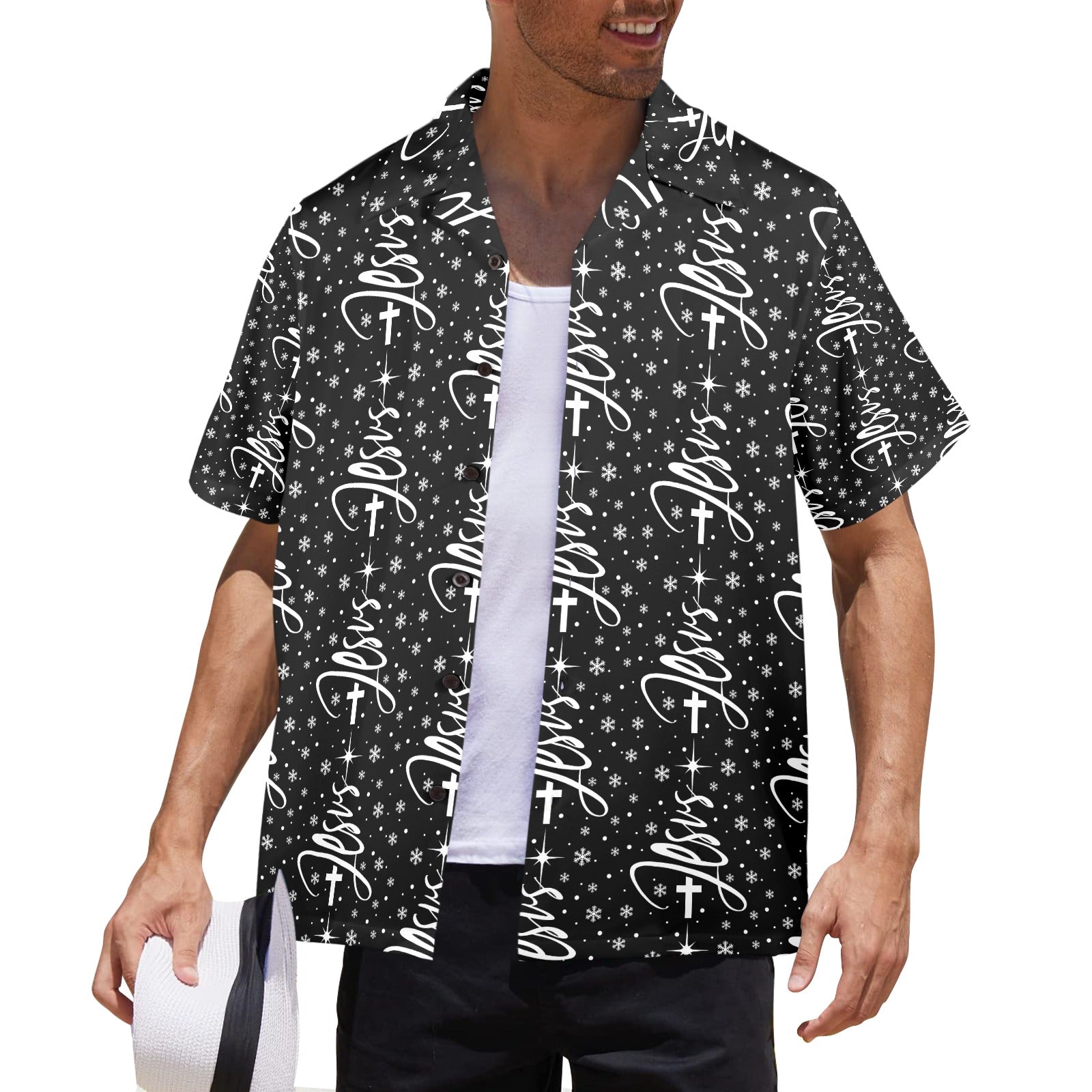 Men's All Over Print Jesus Christmas Dress Shirt Made In USA