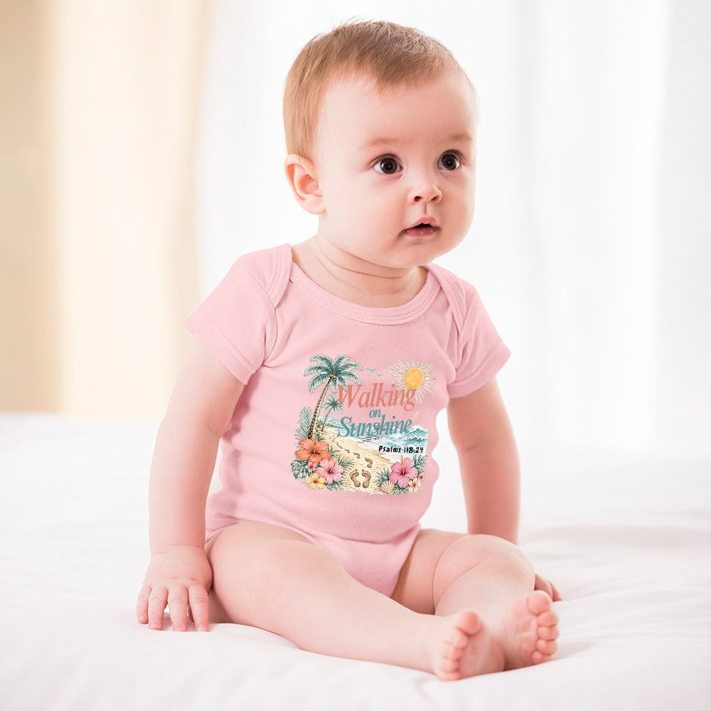 Walking on Sunshine Light Pink Short -Sleeve Baby's Bodysuit