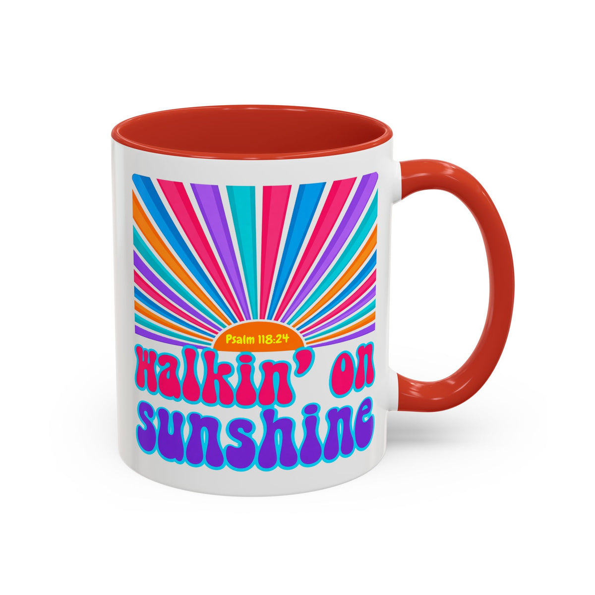 Coffee Mug — "Walkin' on Sunshine" Retro Psalm 118:24 Accent Mug