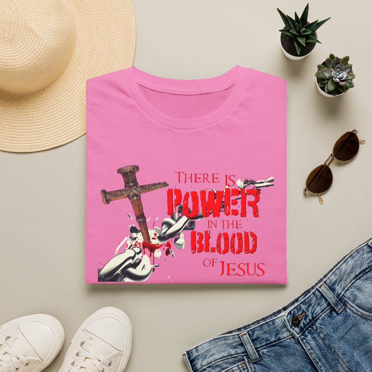 Jesus Blood Cross T-Shirt — "There Is Power In The Blood of Jesus" Christian Tee