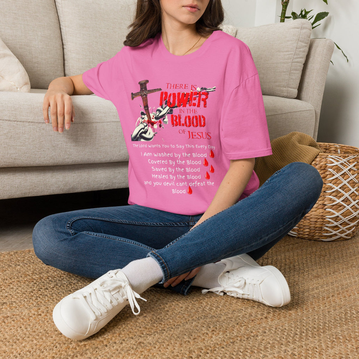 There's Power in the Blood of Jesus T-Shirt — Christian Cross Faith Shirt (Washed by the Blood)