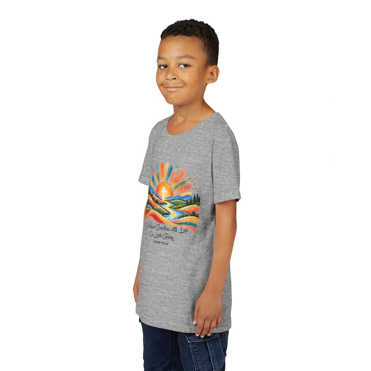 Youth Short Sleeve Tee – Walking On Sunshine with Lords Glory Design