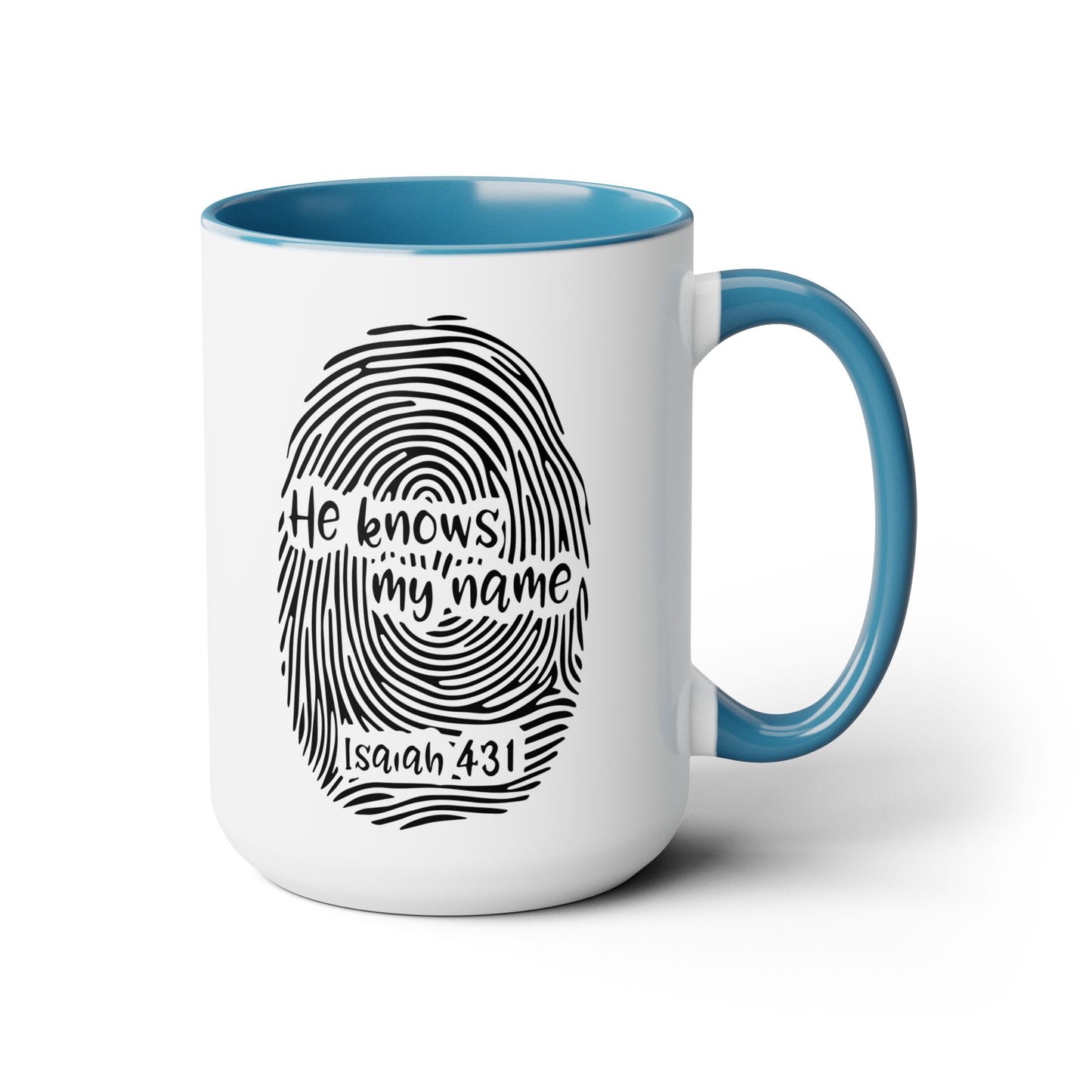 He Knows My Name - Two-Tone Coffee Mugs, 15oz