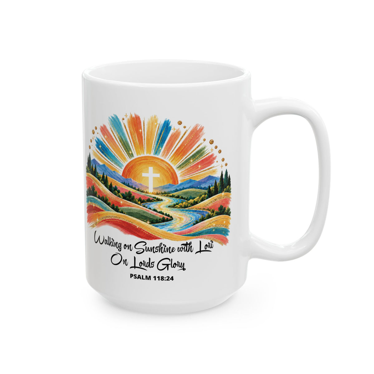 Walking On Sunshine with Lori on Lords Glory - Colorful Mountain Landscape Ceramic Mug