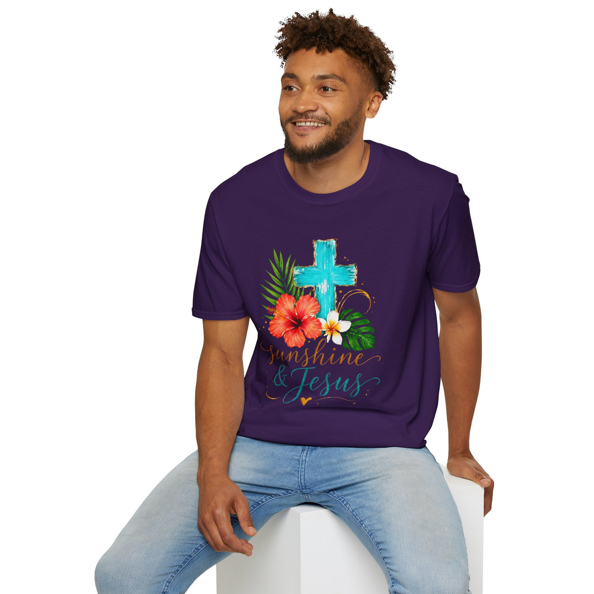 Sunshine & Jesus T-Shirt — Tropical Cross Christian Tee
