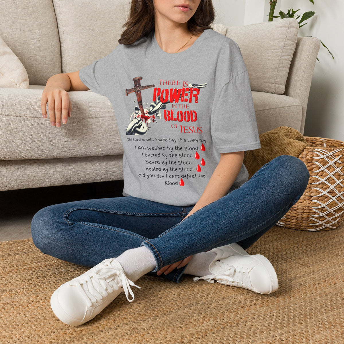Jesus Blood Cross T-Shirt — "There Is Power In The Blood of Jesus" Christian Tee