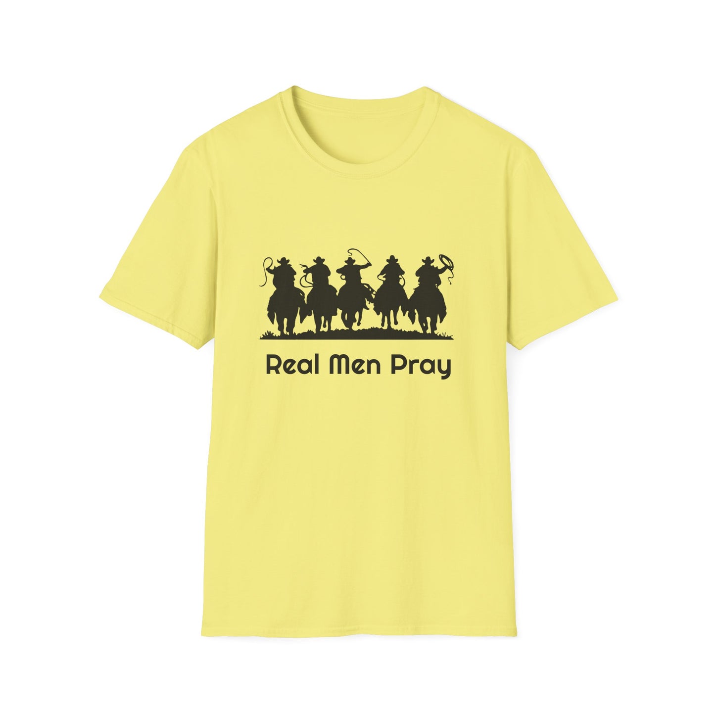 Real Men Pray - Cowboys - Unisex Softstyle T-Shirt