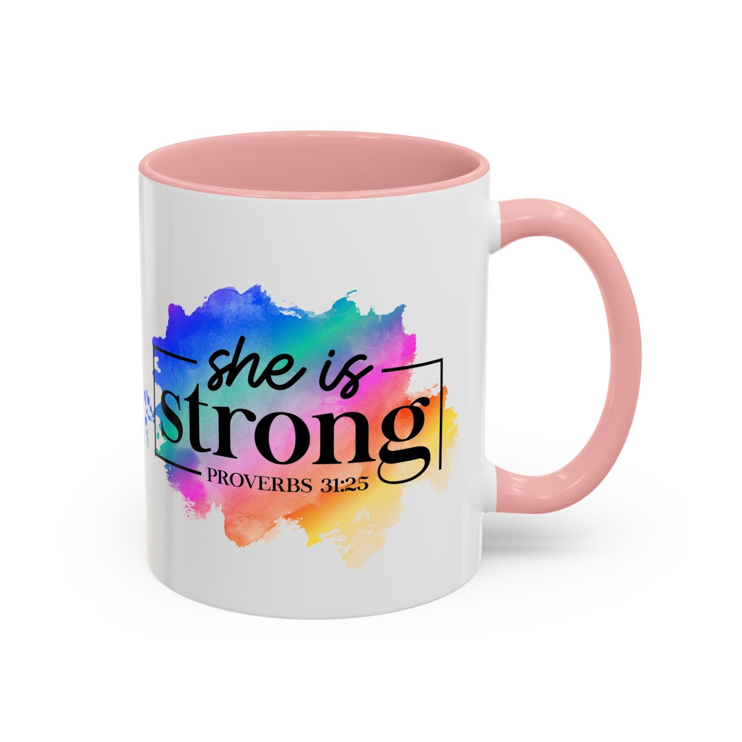 SHE IS STRONG - 5 Colors Accent Coffee Mug, 11oz