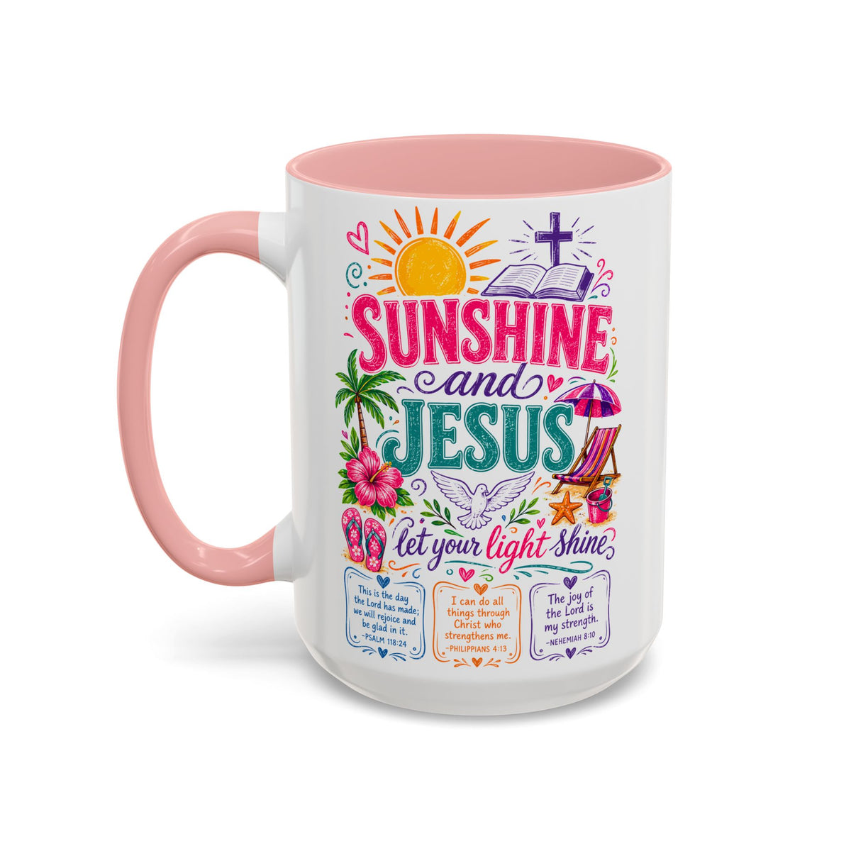 Sunshine and Jesus Coffee Mug — Faith-Inspired Beach Vibe Accent Mug (11/15oz)