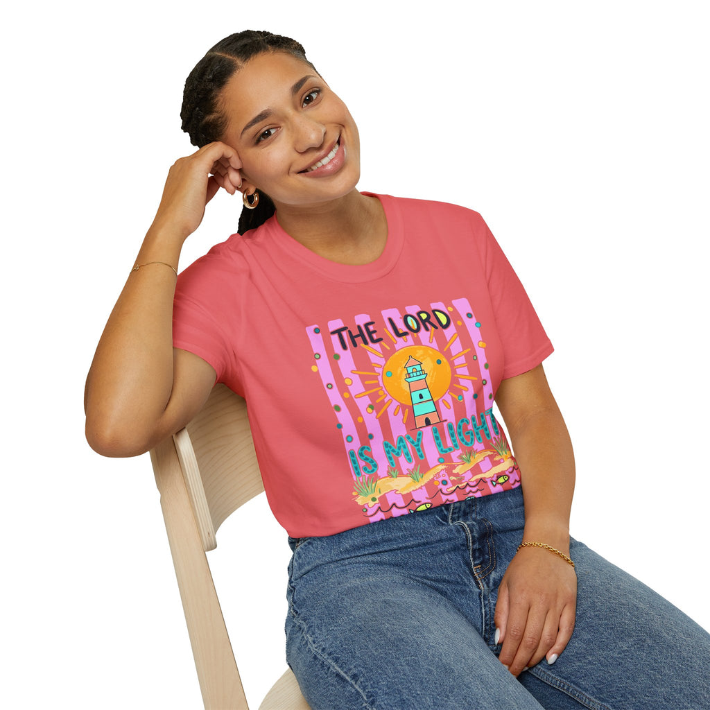 The Lord Is My Light Lighthouse Christian T-Shirt — Psalm 27:1  Inspirational Tee