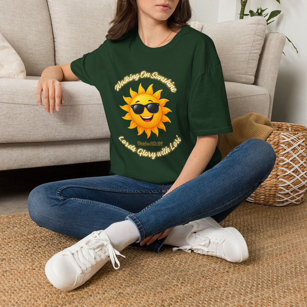 Sunshine Smiles T-Shirt — Sunglasses Sun with Psalm 118:24 Inspirational Tee
