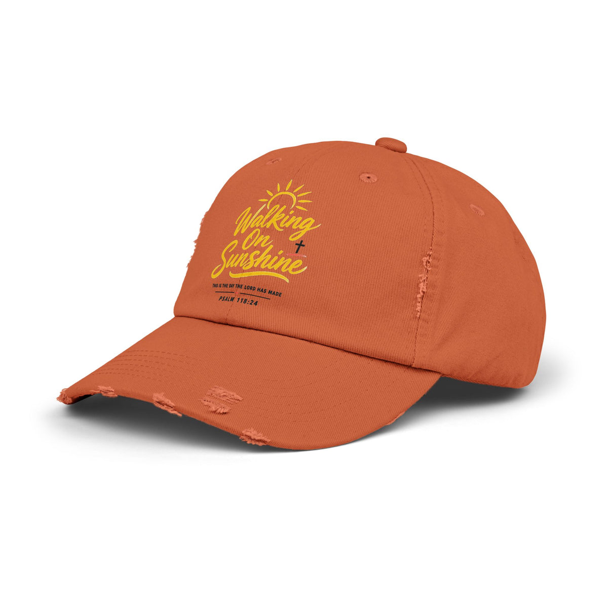 Walking on Sunshine Distressed Cap – Christian Sunshine Baseball Hat (Psalm 118:24)