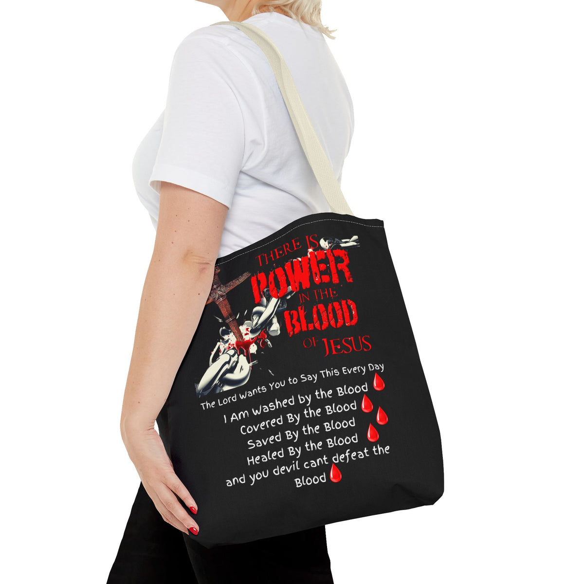 Tote — "The Power of the Blood of Jesus" Inspirational Christian Tote Bag