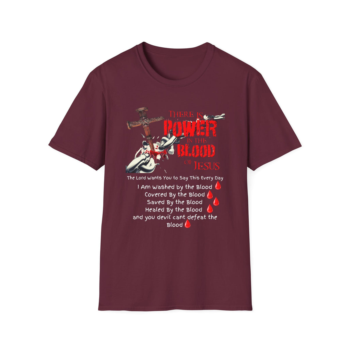 There's Power in the Blood of Jesus T-Shirt — Christian Cross Faith Shirt (Washed by the Blood)