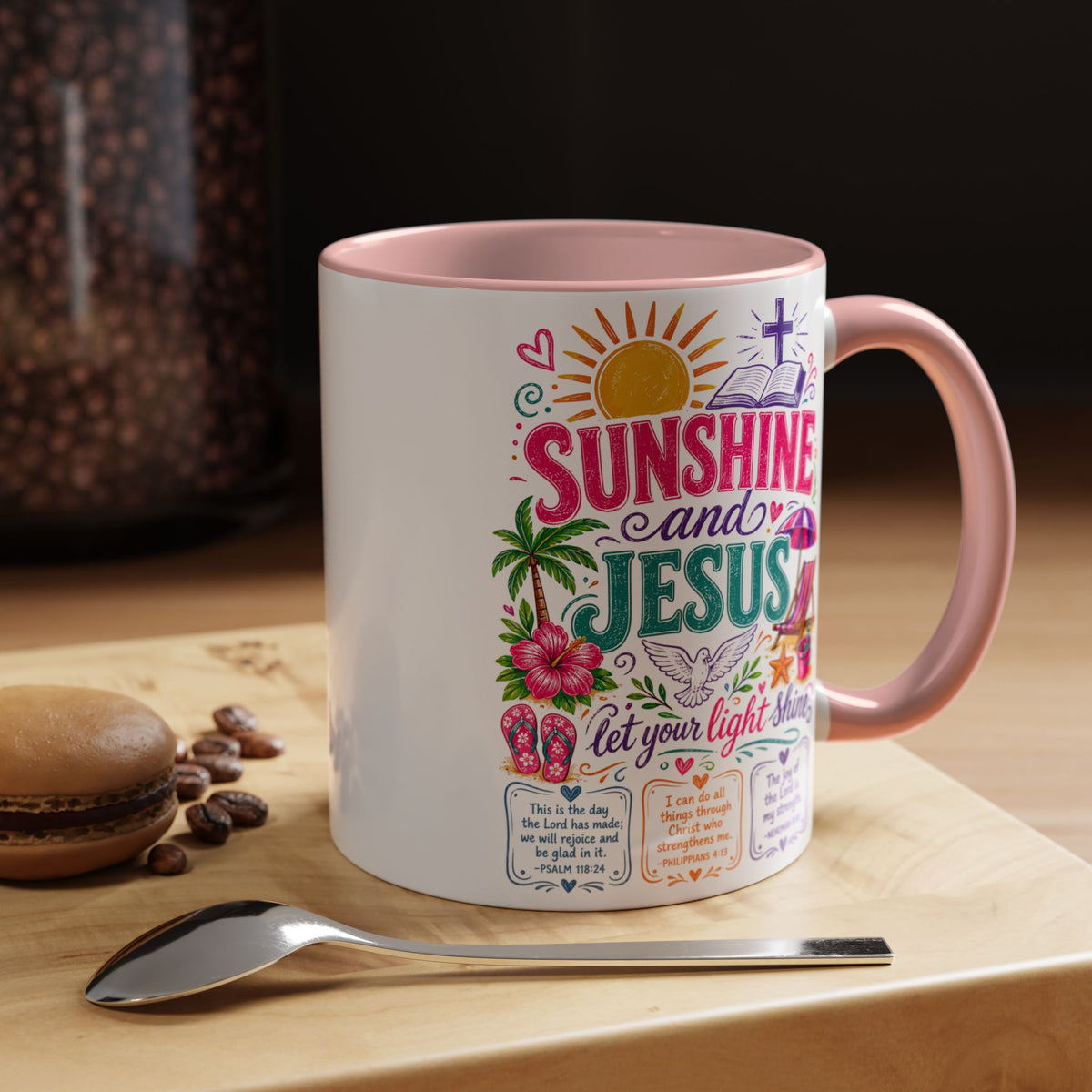 Sunshine and Jesus Coffee Mug — Faith-Inspired Beach Vibe Accent Mug (11/15oz)