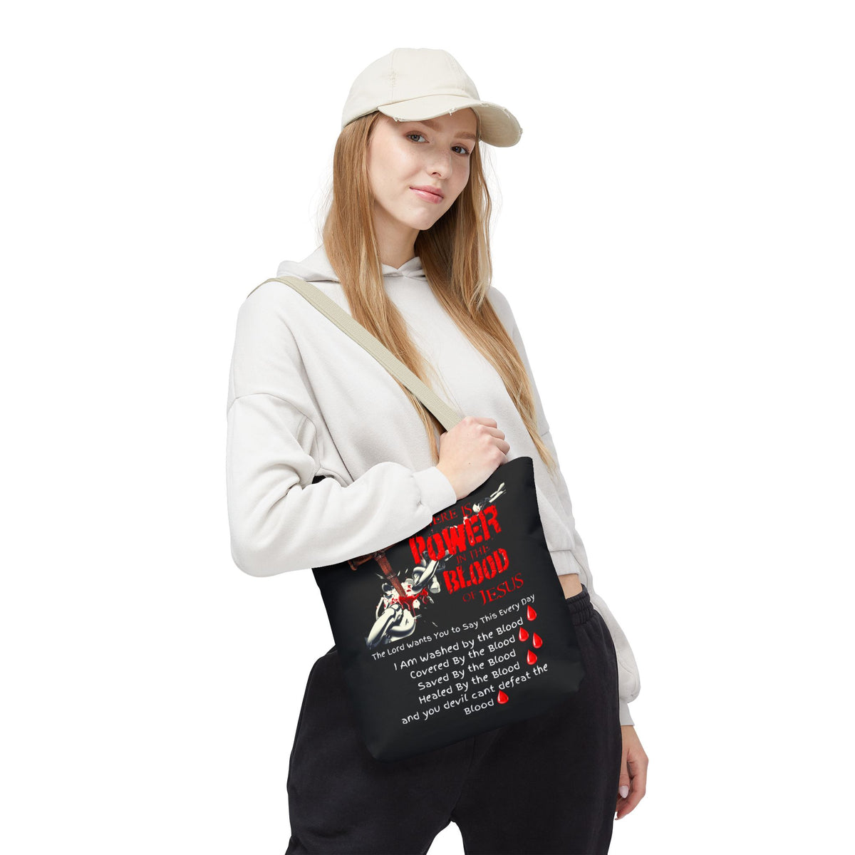 Tote — "The Power of the Blood of Jesus" Inspirational Christian Tote Bag