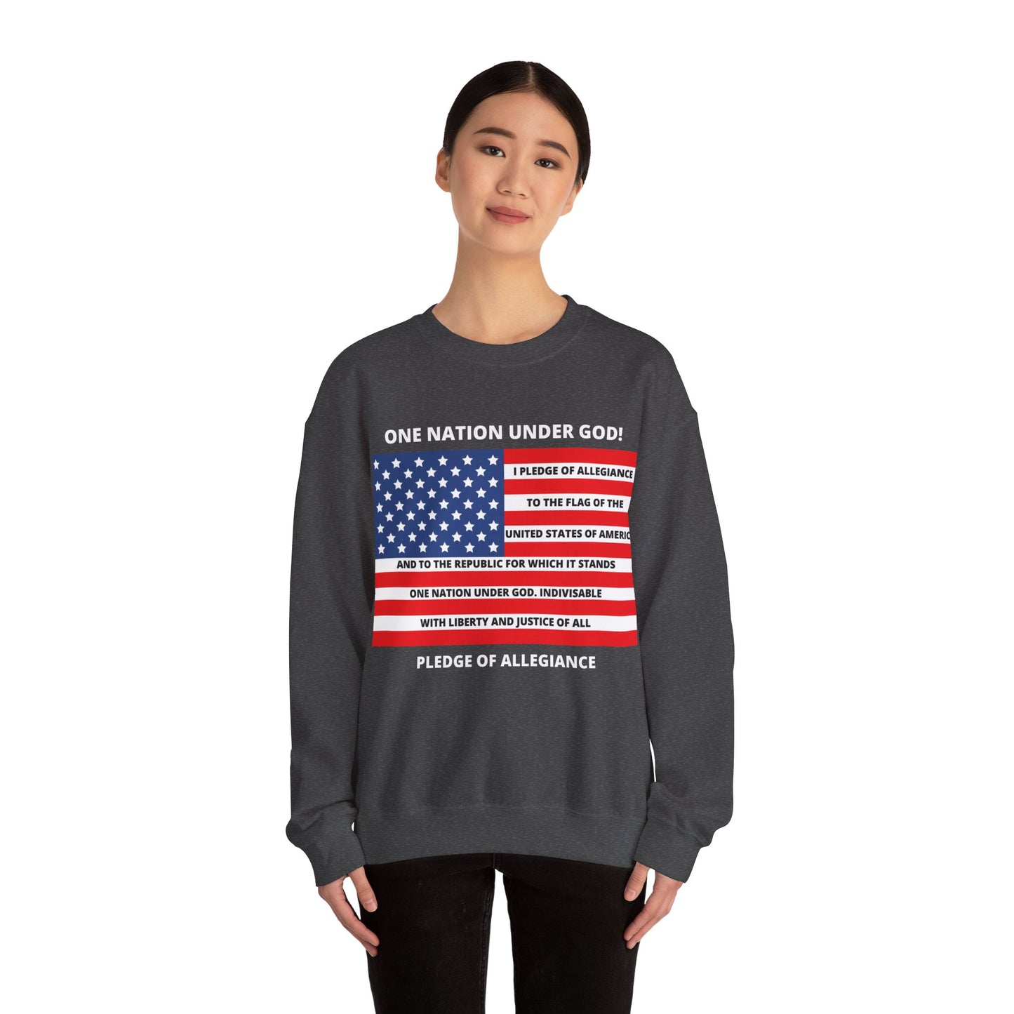 Pledge of Allegiance One Nation under GOD! Unisex Heavy Blend Crewneck Sweatshirt