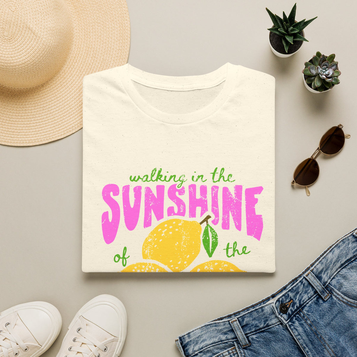 Walking on the Sunshine of the Lord T‑Shirt — Bright Lemon Faith Tee