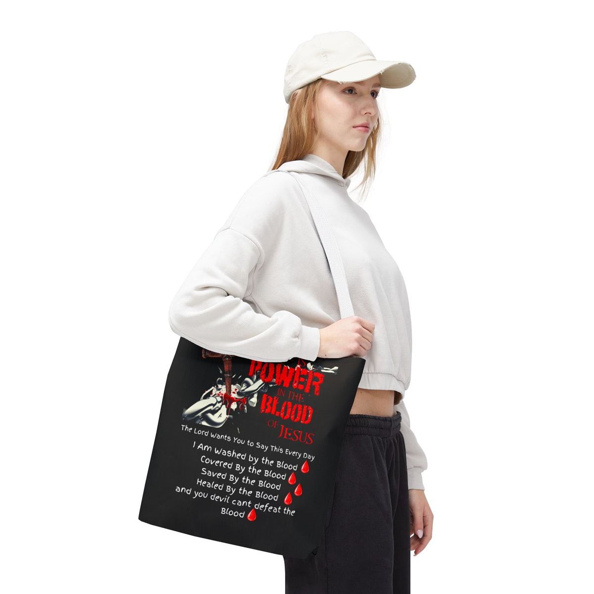 Tote — "The Power of the Blood of Jesus" Inspirational Christian Tote Bag