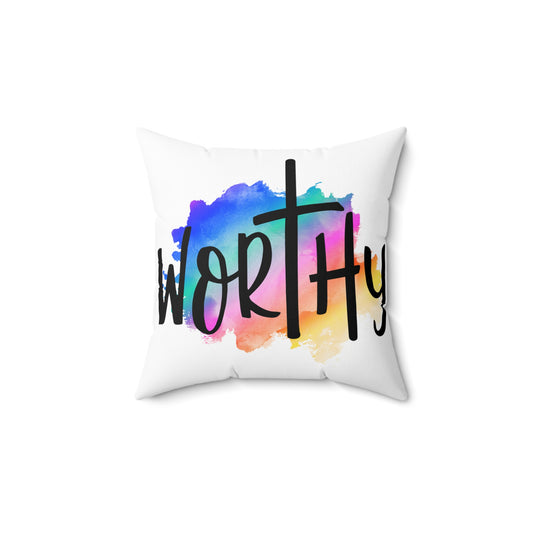 WORTHY, JOHN 3:16 - Blessed Polyester Square Pillow