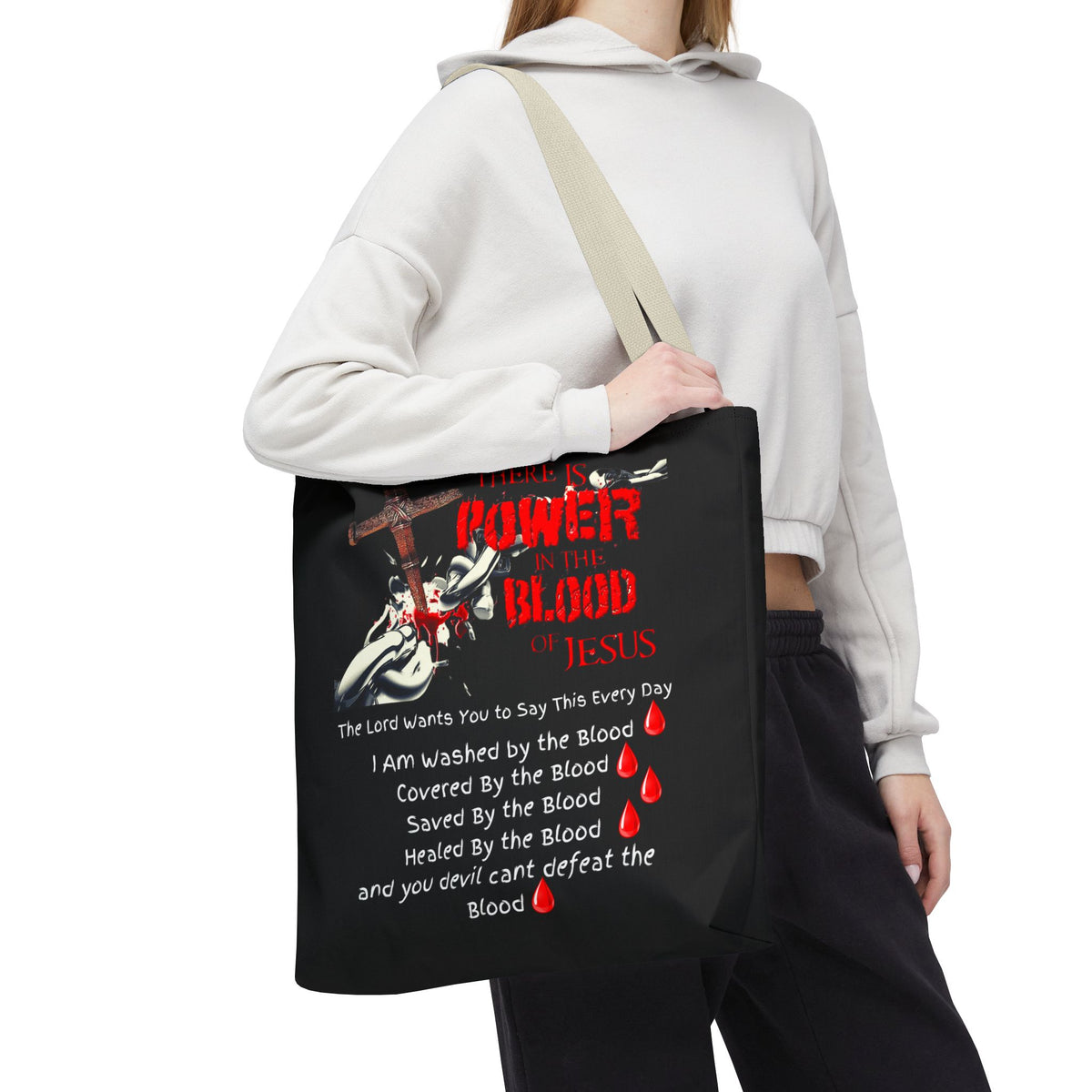 Tote — "The Power of the Blood of Jesus" Inspirational Christian Tote Bag