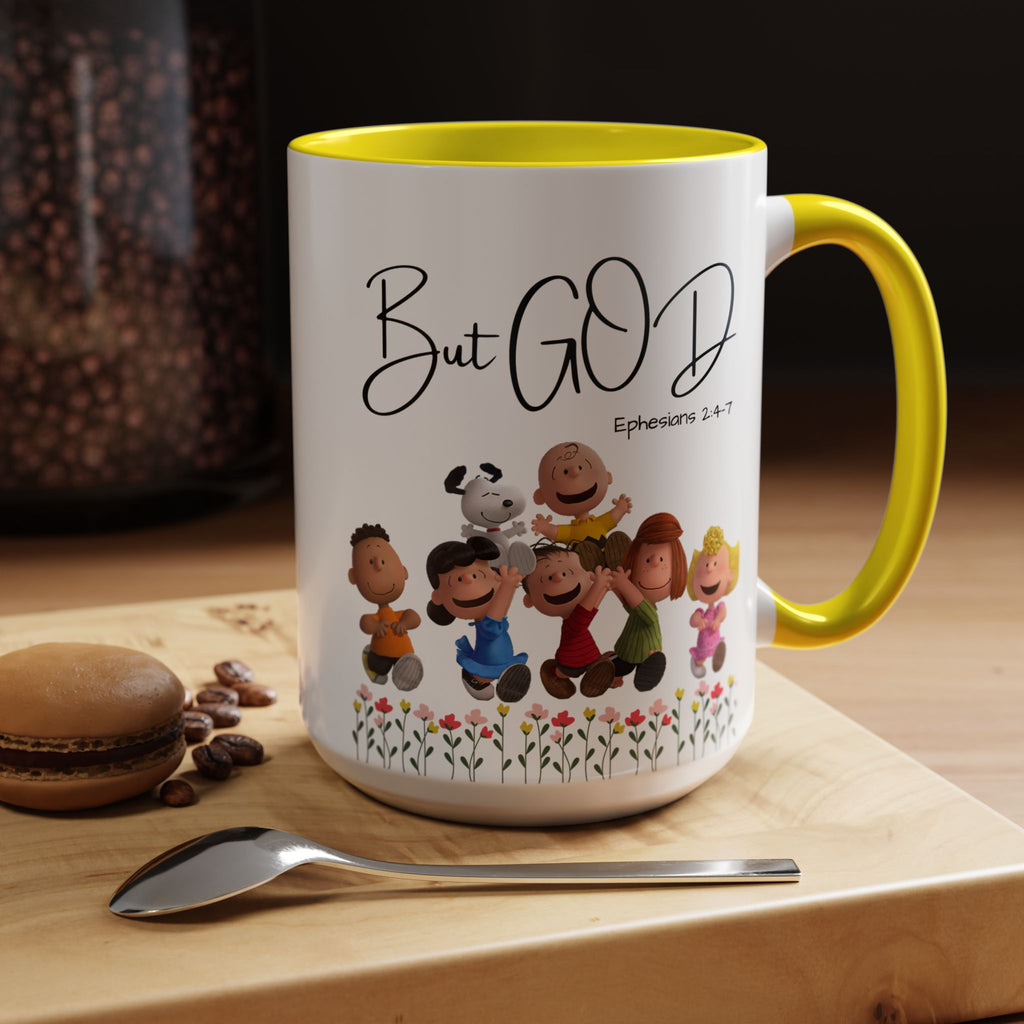 But God Scripture Coffee Mug — Genesis 50:20 Inspirational Heart Accent Mug (11/15oz)