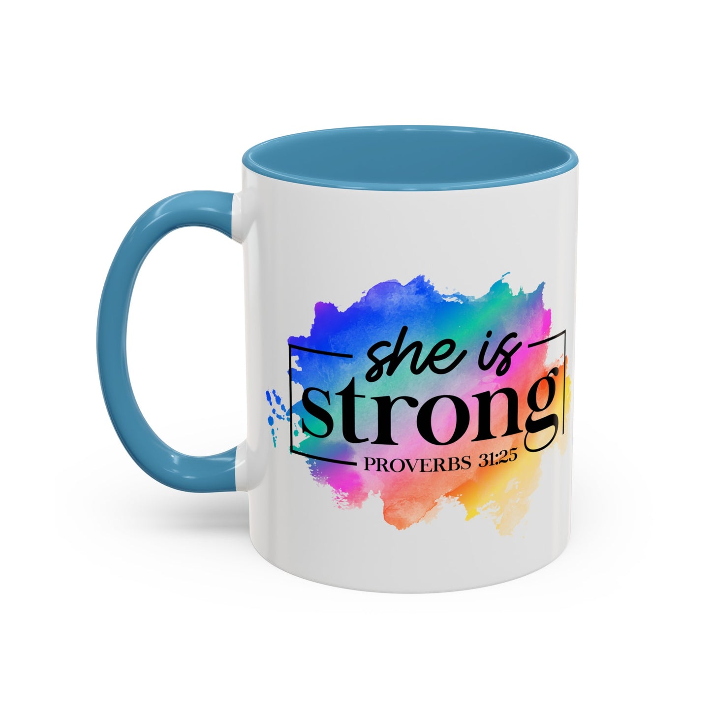 SHE IS STRONG - 5 Colors Accent Coffee Mug, 11oz