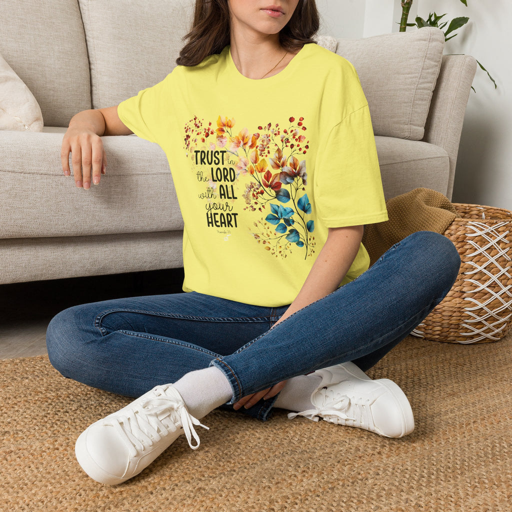 Trust the Lord with All Your Heart T-Shirt | Floral Scripture Design
