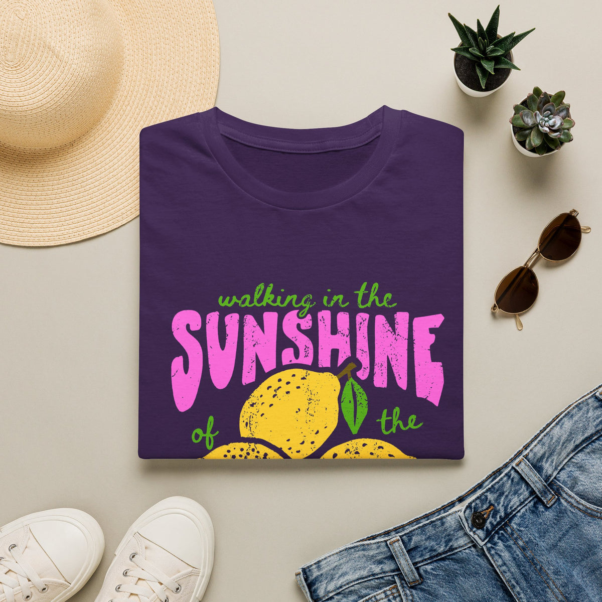 Walking on the Sunshine of the Lord T‑Shirt — Bright Lemon Faith Tee