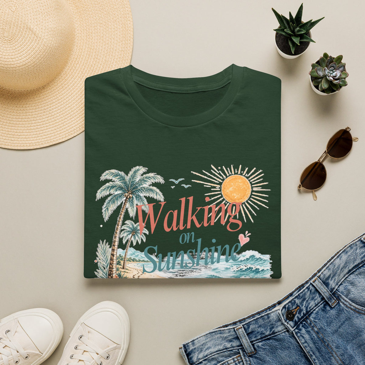 Walking on Sunshine T-Shirt — Tropical Floral Psalms 118:24 Tee