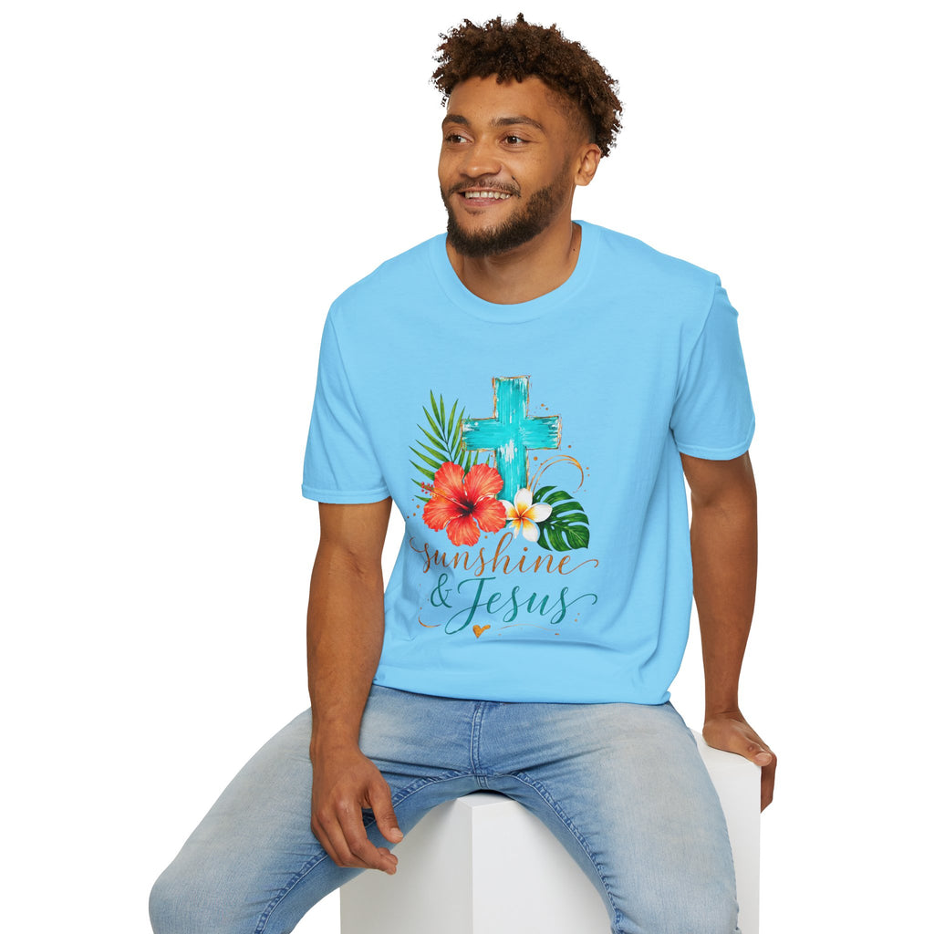 Sunshine & Jesus T-Shirt — Tropical Cross Christian Tee