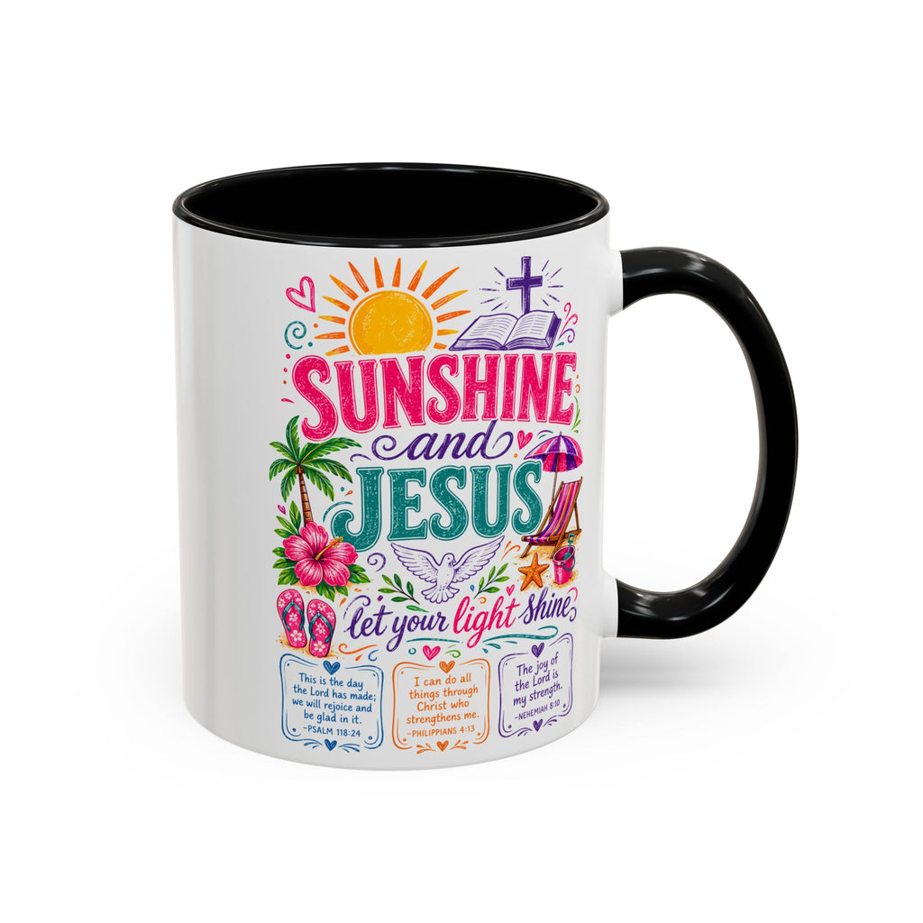 Sunshine and Jesus Coffee Mug — Faith-Inspired Beach Vibe Accent Mug (11/15oz)