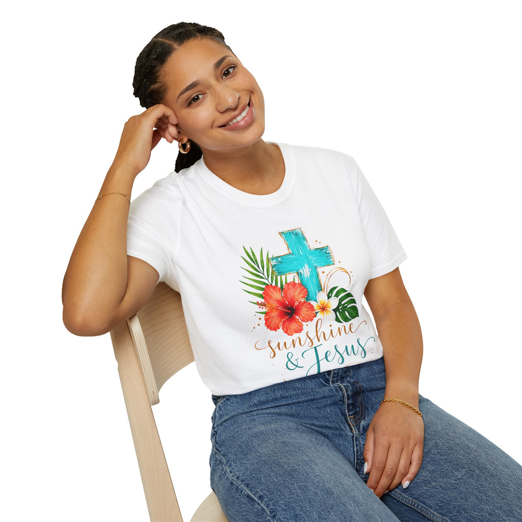 Sunshine & Jesus T-Shirt — Tropical Cross Christian Tee