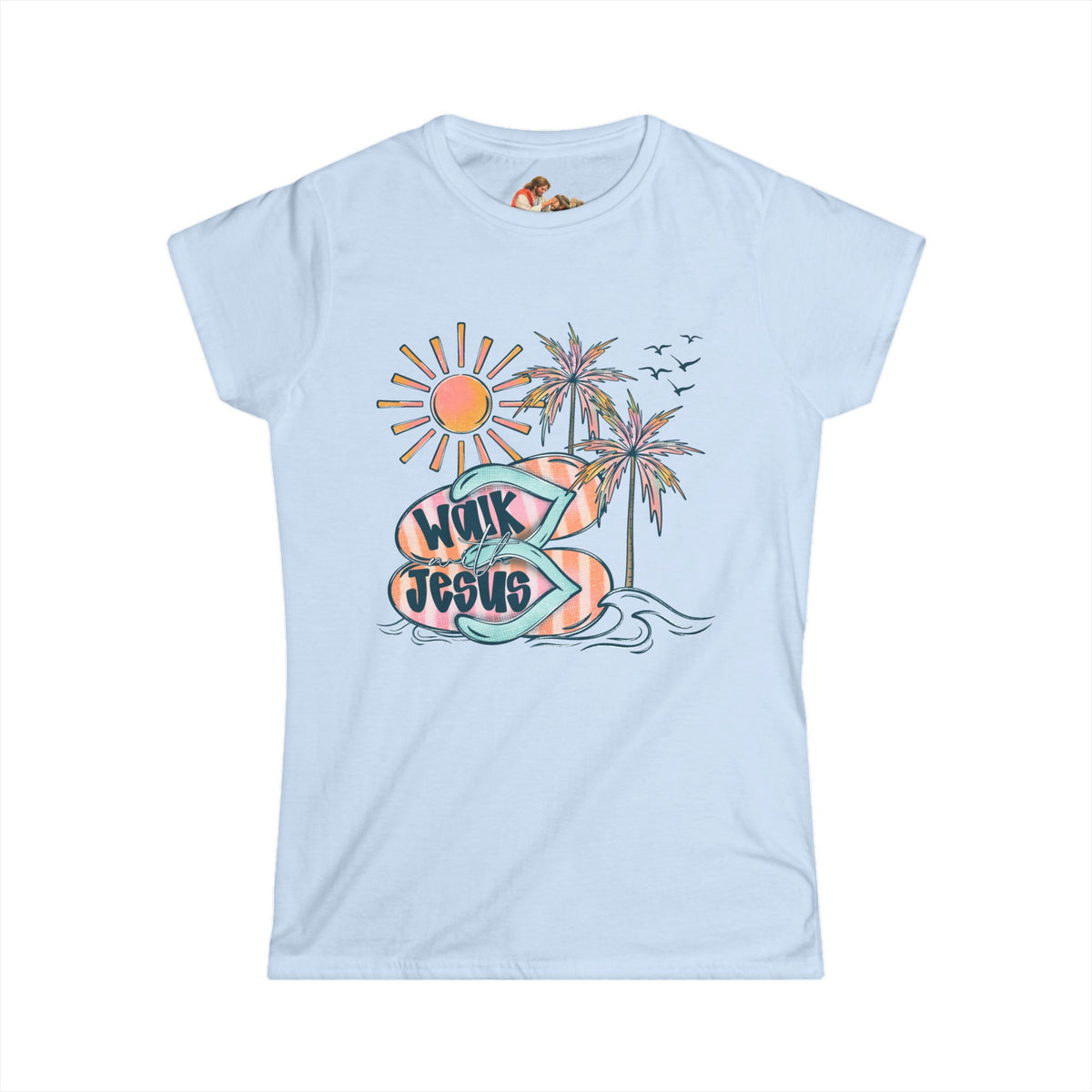 Walk By Faith surf design Tee | Palm Trees, Sun, Beach Vibes