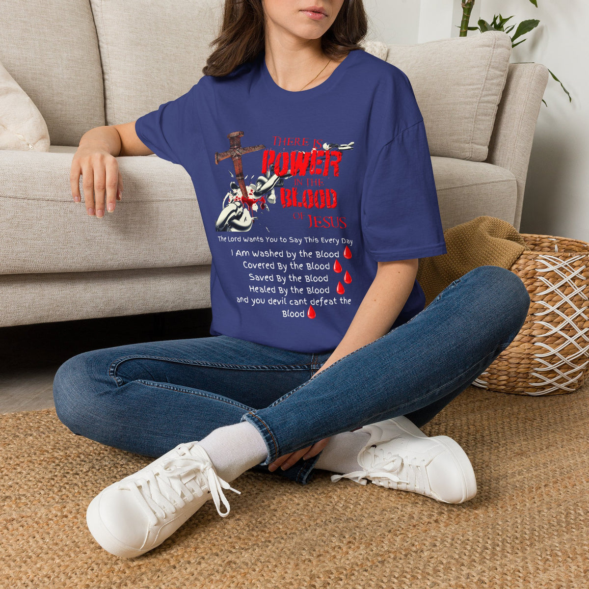 There's Power in the Blood of Jesus T-Shirt — Christian Cross Faith Shirt (Washed by the Blood)