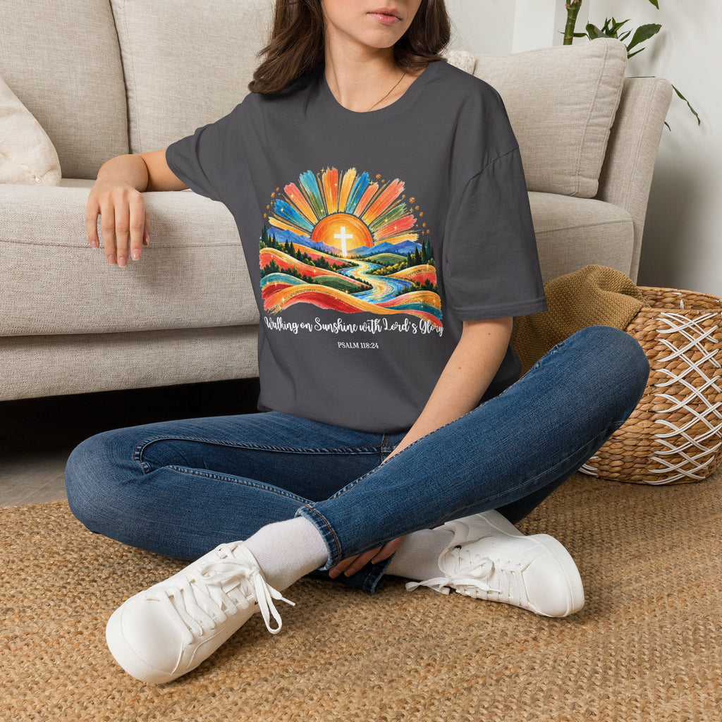 Walking On Sunshine with Lords Glory - with Lori Faith and Hope Christian Sunrise T-Shirt