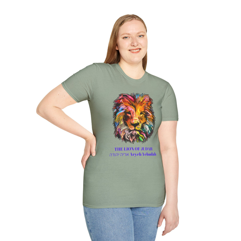 Lion of Judah Colorful Lion T-Shirt — "The Lion of Judah / Aryeh Yehudah" Graphic Tee