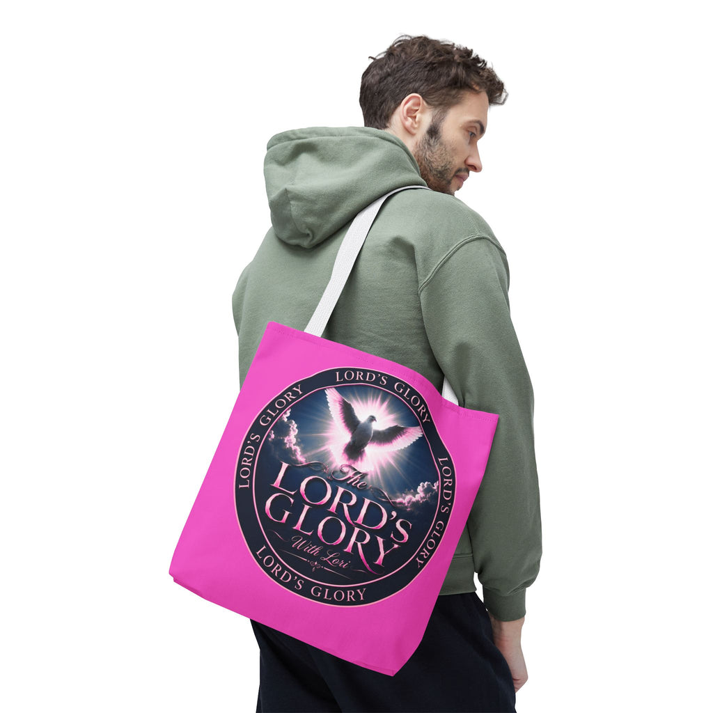 Religious Tote Bag - "The Lord's Glory with Lori" Pink All-Over-Print Christian Tote