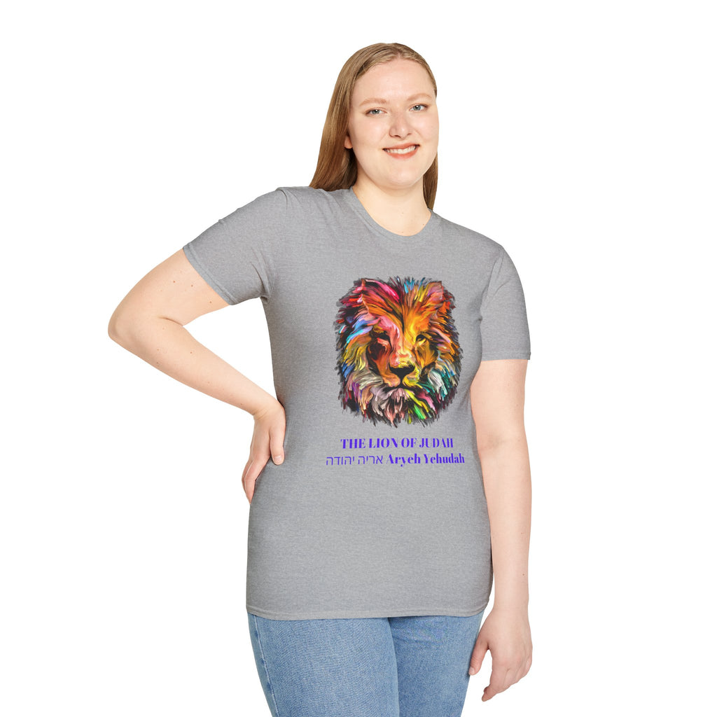 Lion of Judah Colorful Lion T-Shirt — "The Lion of Judah / Aryeh Yehudah" Graphic Tee