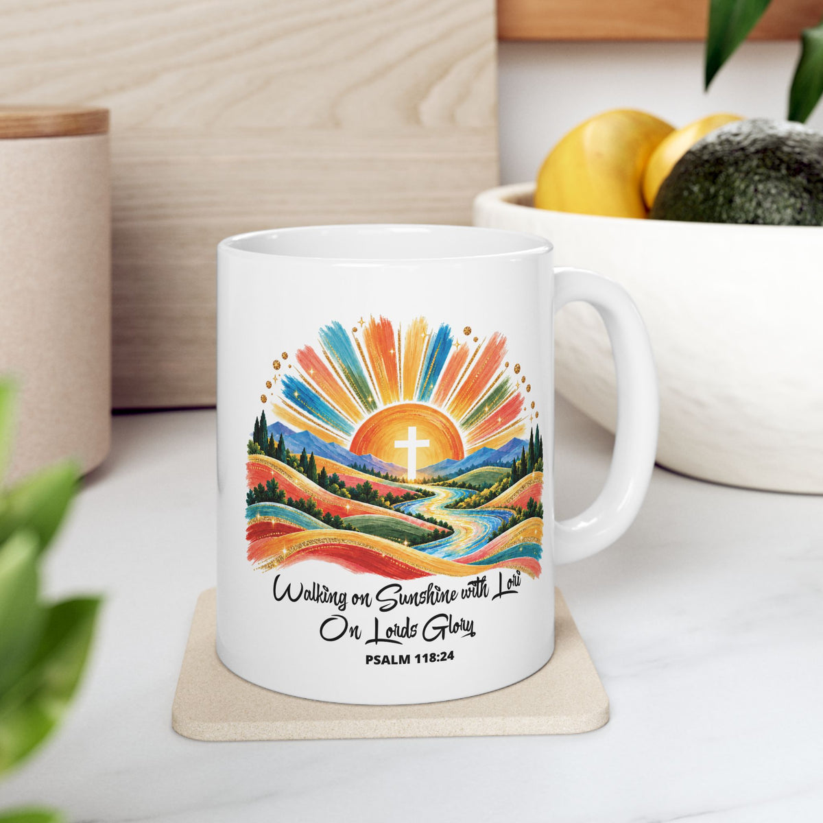 Walking On Sunshine with Lori on Lords Glory - Colorful Mountain Landscape Ceramic Mug