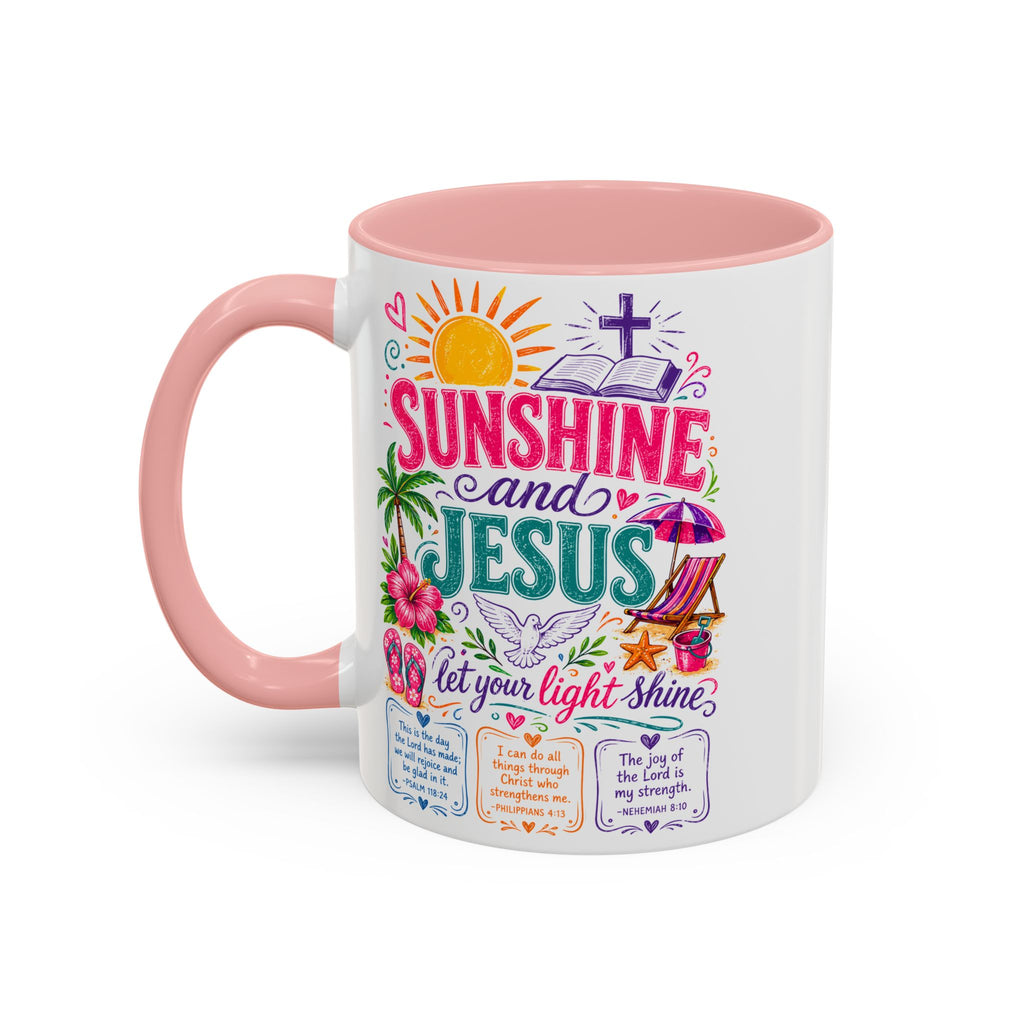Sunshine and Jesus Coffee Mug — Faith-Inspired Beach Vibe Accent Mug (11/15oz)