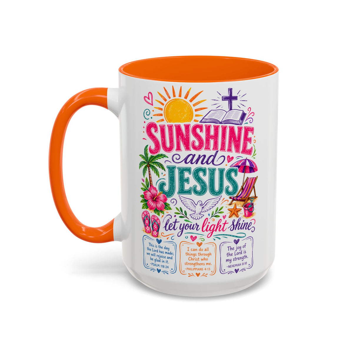 Sunshine and Jesus Coffee Mug — Faith-Inspired Beach Vibe Accent Mug (11/15oz)