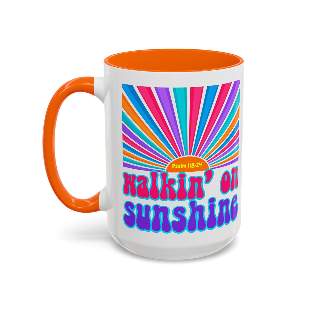 Coffee Mug — "Walkin' on Sunshine" Retro Psalm 118:24 Accent Mug