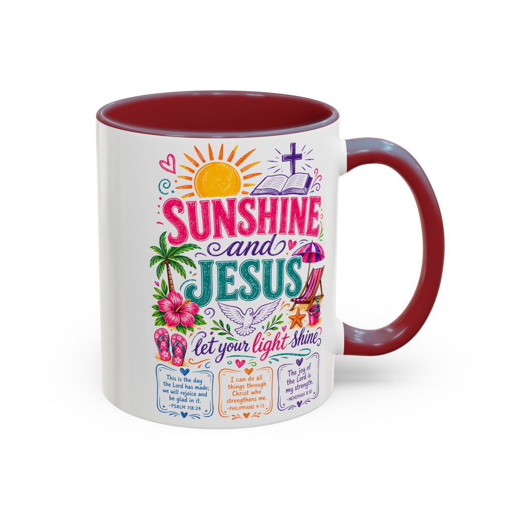 Sunshine and Jesus Coffee Mug — Faith-Inspired Beach Vibe Accent Mug (11/15oz)