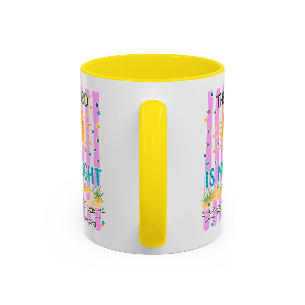Christian Coffee Mug - "The Lord Is My Light" Lighthouse Psalm 27:1 Accent Mug