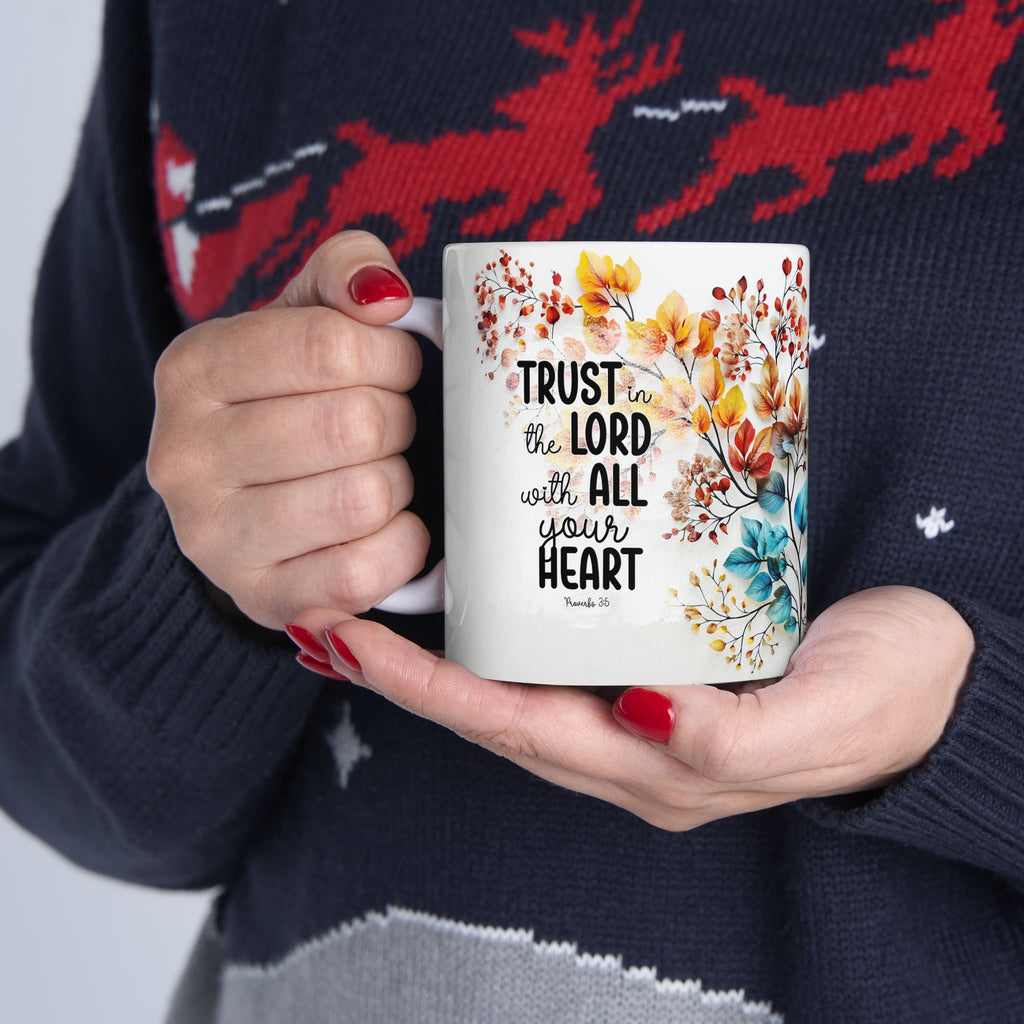 Trust in the Lord Scripture Mug | Floral Faith Coffee Cup