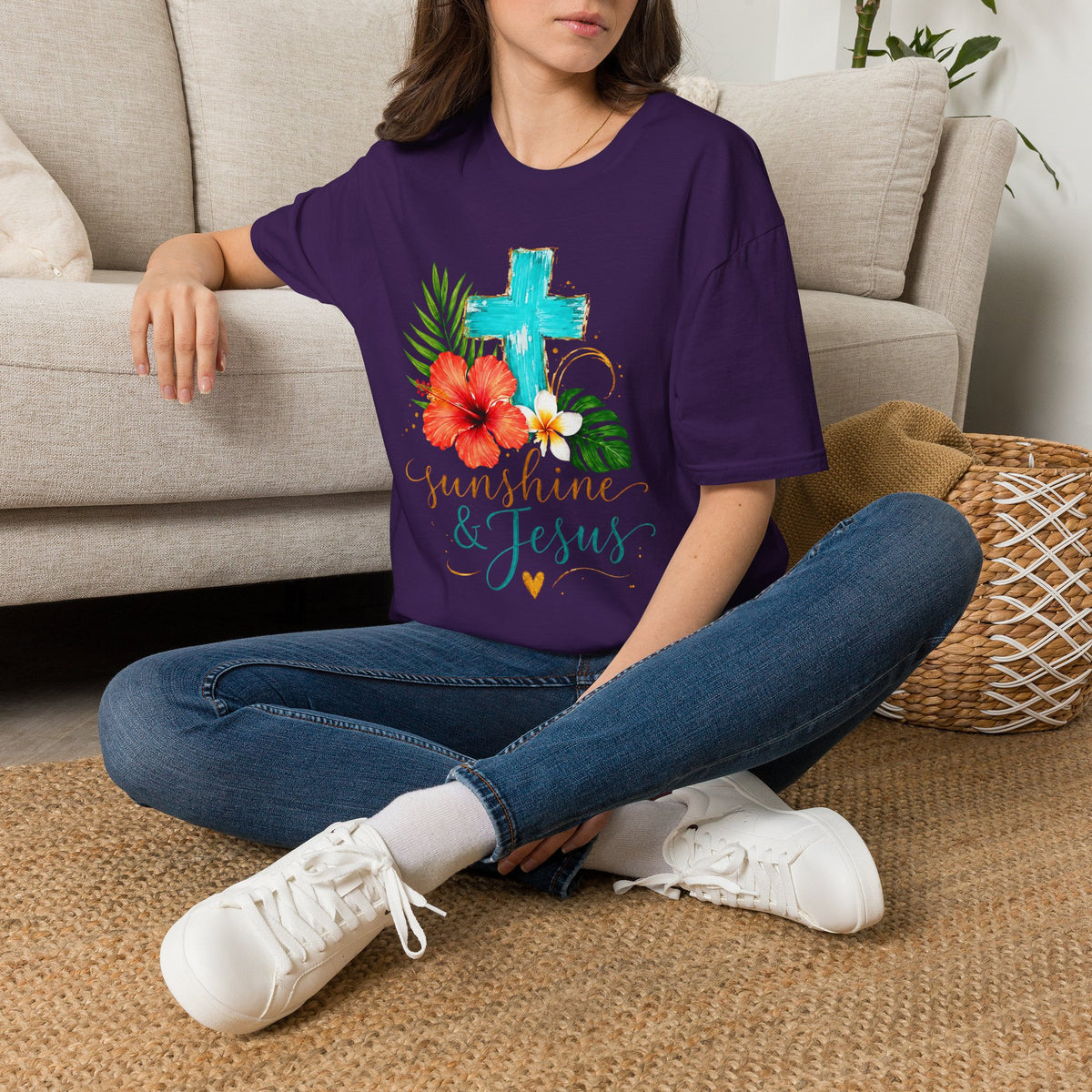Sunshine & Jesus T-Shirt — Tropical Cross Christian Tee